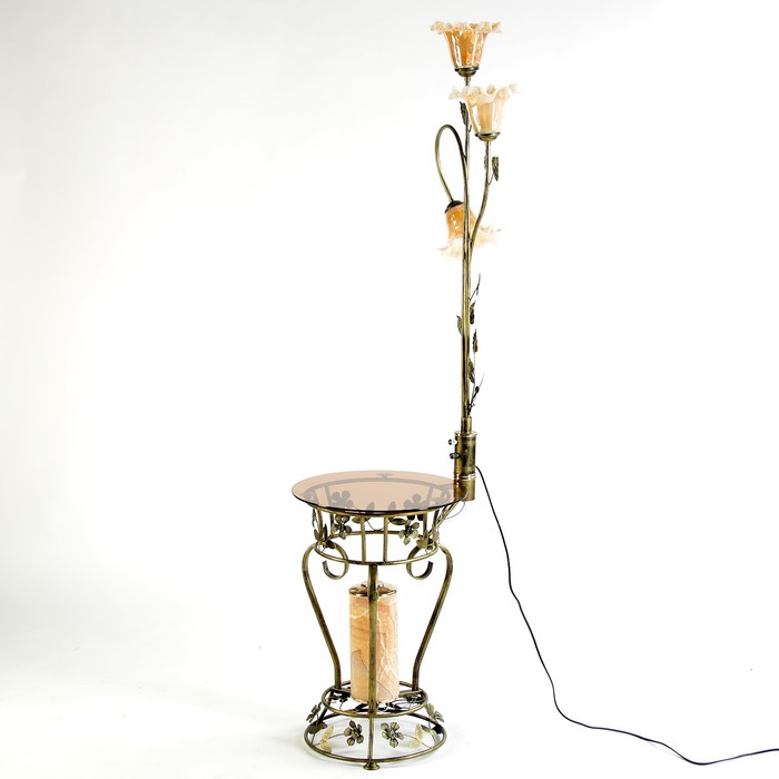 Светильник напольный 8647 со столиком "Весеннее цветение" Е27 40W 100х50х24 см