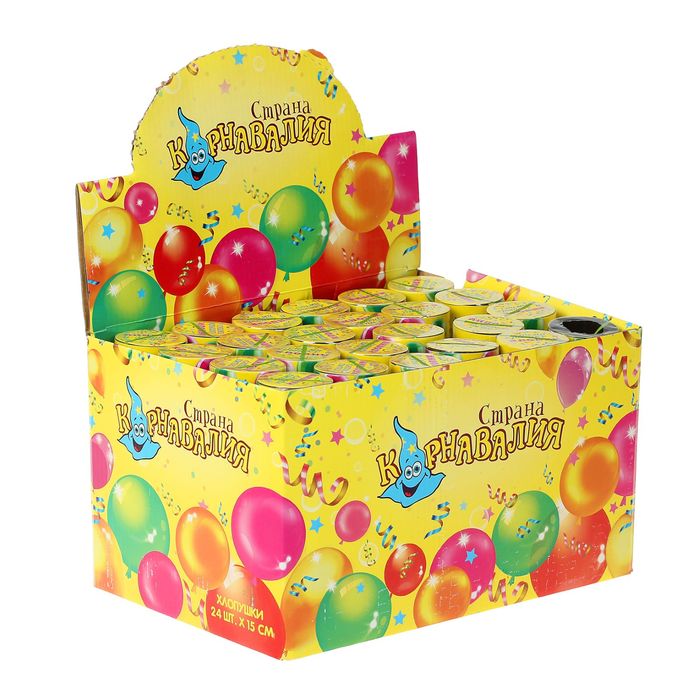 Хлопушка пружинная поворотная "С Новым годом"узоры (конфетти+ фольга) 15см