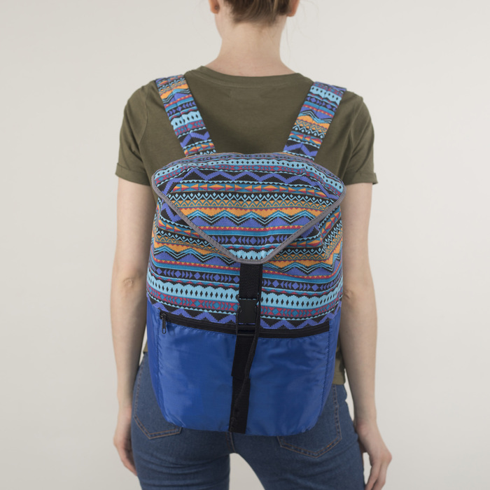 Рюкзак молодёжный "Орнамент", 1 отдел на клапане, цвет синий