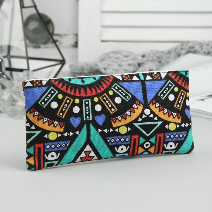 Косметичка простая «Орнамент», отдел на молнии, цвет синий