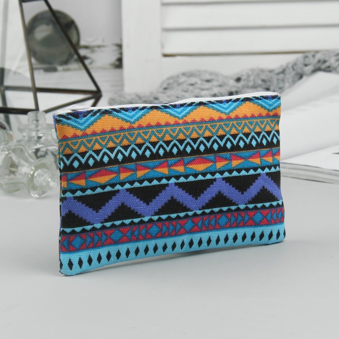 Косметичка простая «Орнамент», отдел на молнии, цвет синий