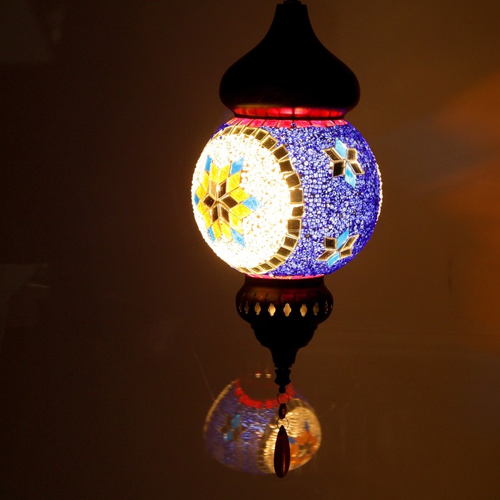 Люстра-подвес "Аладдин", E27, 1 × 40 Вт, 16 × 16 × 32 см, жёлтая/красная/белая