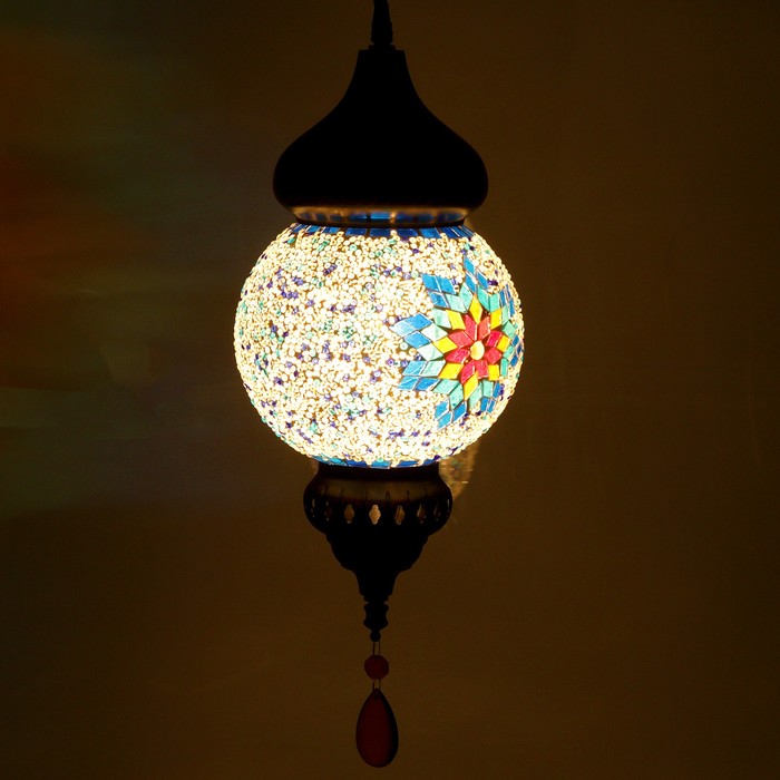 Люстра подвес "Алладин" бел./син./красн. E27 1х40Вт 16х16х32 см.