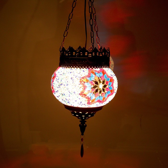 Люстра подвес "Алладин" син./бел./красн. E27 1х40Вт 20х20х50 см