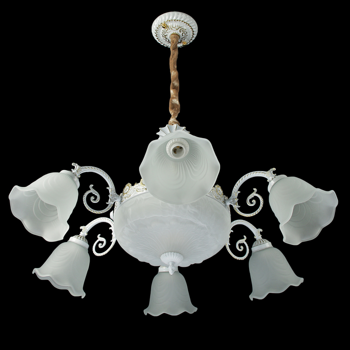 Люстра 8289/6+2 "Дениз" E27 11х40Вт бел./зол. 83х83х43 см
