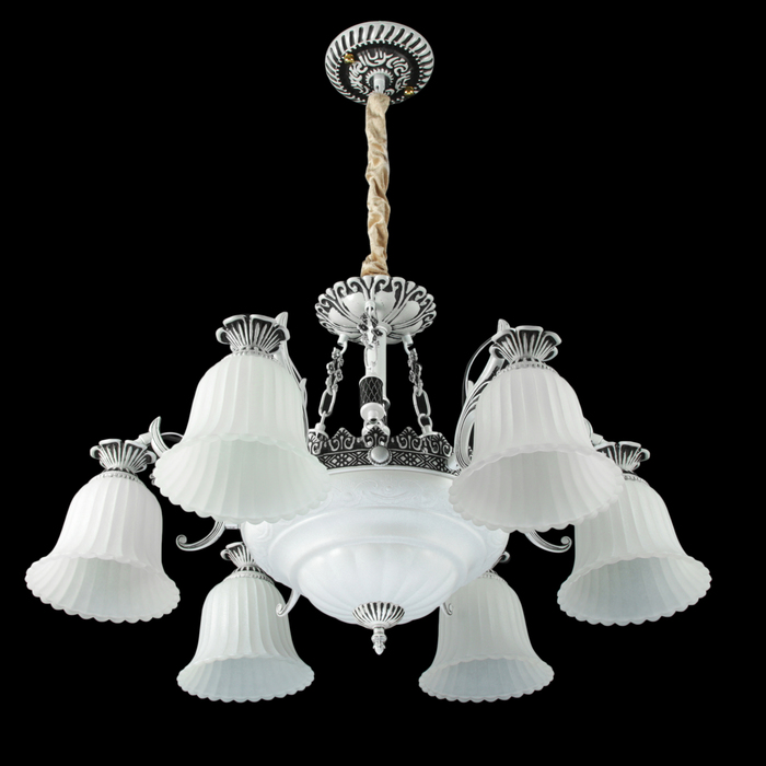 Люстра 8292/6+2 "Джаккет" E27 8х40Вт бел./черн. 69х69х48 см