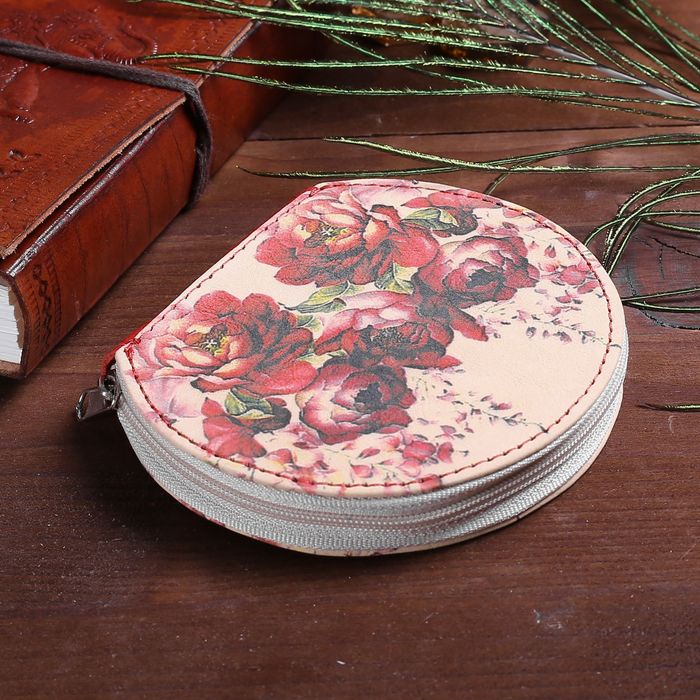 Кошелёк женский на молнии, 1 отдел, цвет бежевый/красный