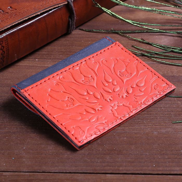 Футляр для монет на клапане, 1 отдел, наружный карман, цвет красный/синий