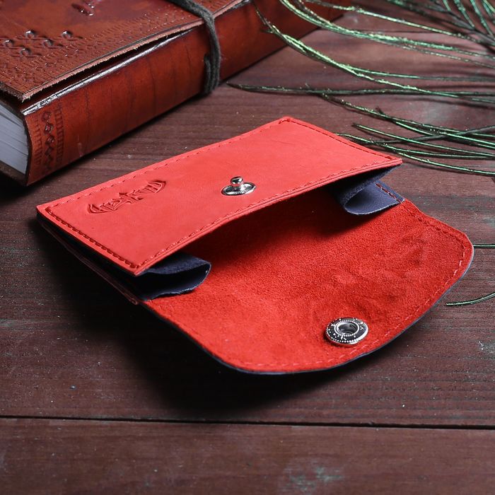 Футляр для монет на клапане, 1 отдел, наружный карман, цвет красный/синий