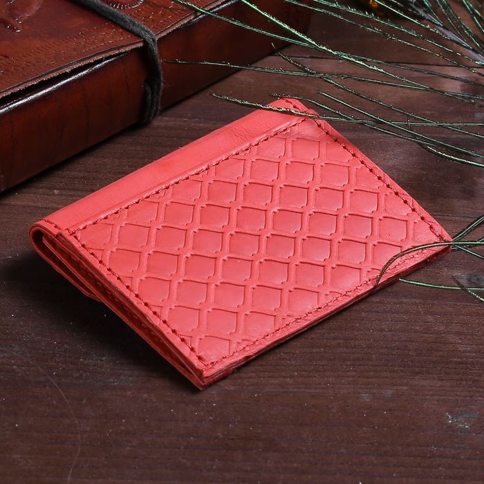 Футляр для монет на клапане, 1 отдел, наружный карман, цвет красный