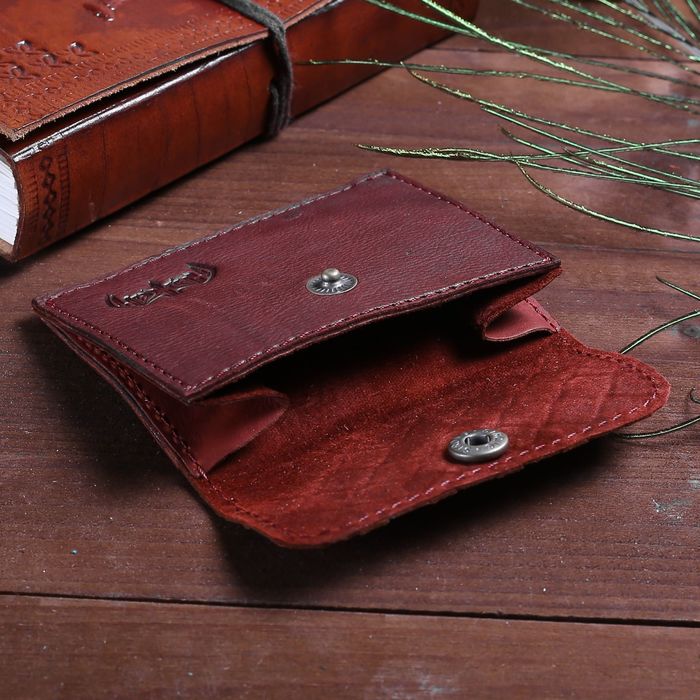 Футляр для монет на клапане, 1 отдел, наружный карман, цвет бордовый