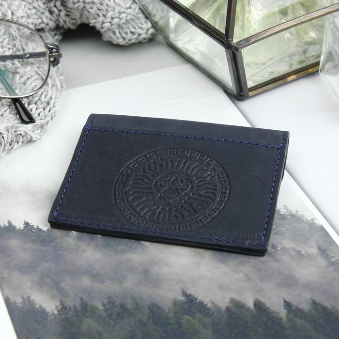 Футляр для монет на клапане, 1 отдел, наружный карман, цвет тёмно-синий