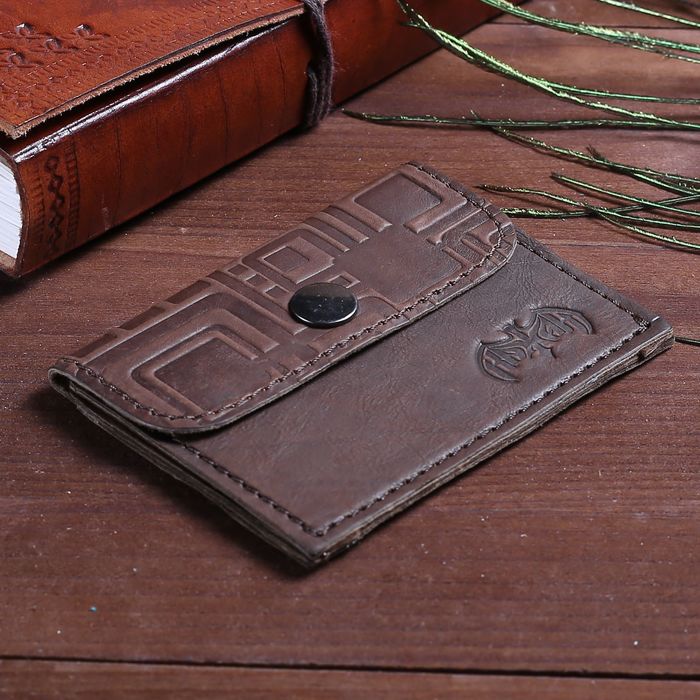 Футляр для монет на клапане, 1 отдел, наружный карман, цвет тёмно-коричневый