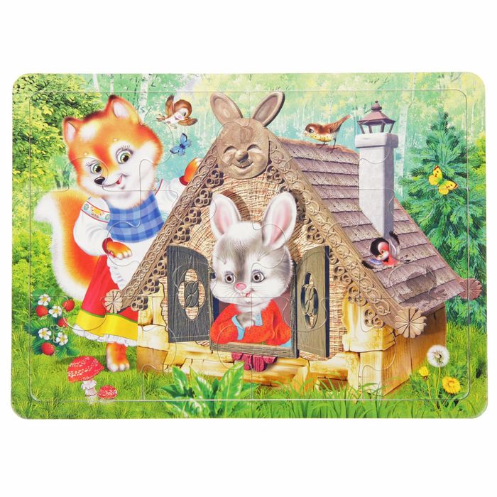 Пазл-рамка "Лиса и Заяц", 12 элементов