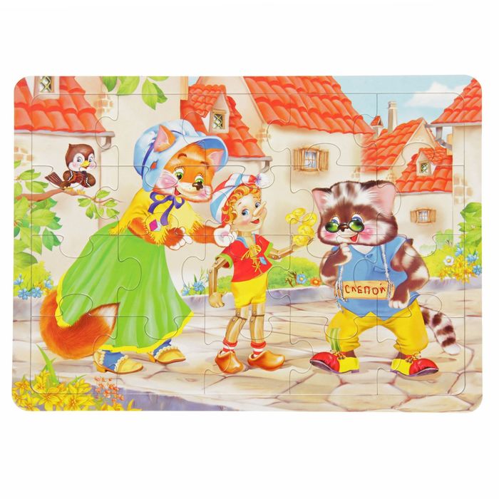 Пазл-рамка &quot;Буратино, кот и лиса&quot;, 20 элементов