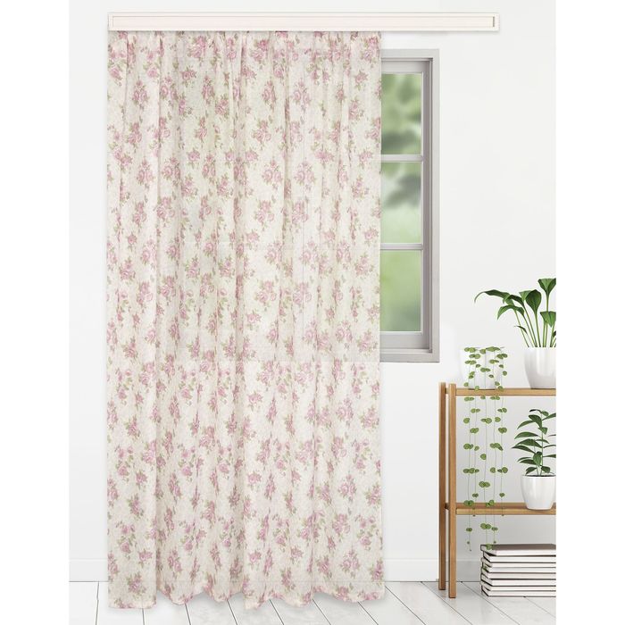 Штора тюлевая "Этель" 135х270 см Сказочные цветы (вид 2) без утяжелителя, 100% п/э