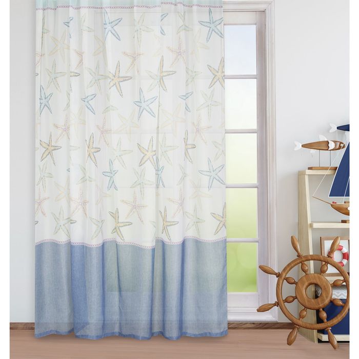 Тюль "Этель" 135х270 см Морские звёзды без утяжелителя, 100% п/э