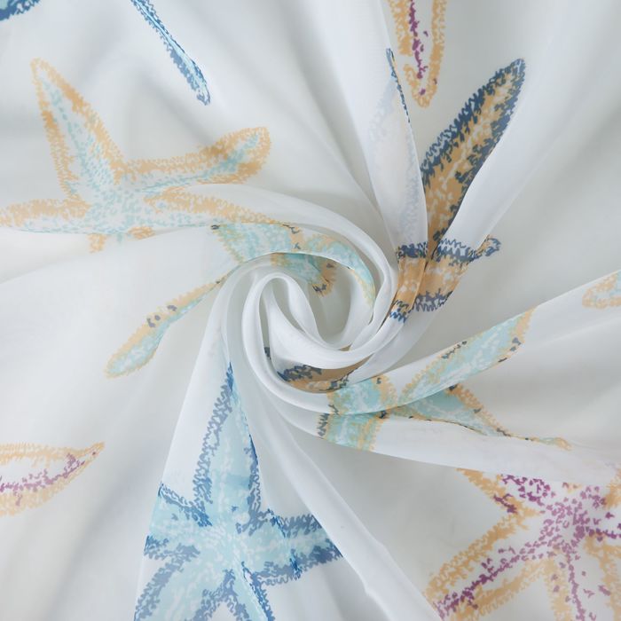 Тюль "Этель" 135х270 см Морские звёзды без утяжелителя, 100% п/э