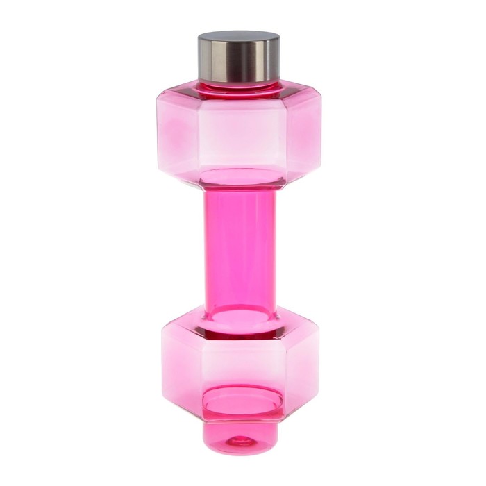 Бутылка для воды 550 мл, спортивная, в форме квадратной гантели, прозрачная, микс, 8х23 см