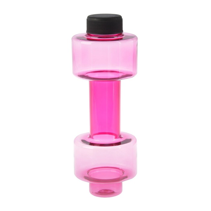 Бутылка для воды 520 мл, спортивная, в форме круглой гантели, прозрачная, микс, 8х20.5 см