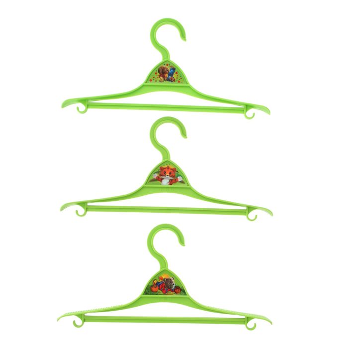 Набор из 3-х вешалок 34x17x5 см "Спокойной ночи малыши", цвет зеленый