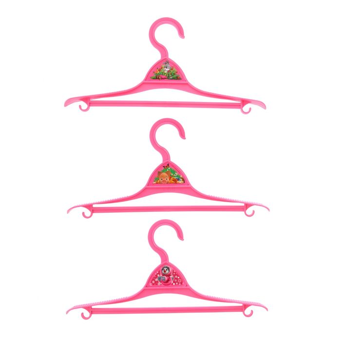 Набор из 3-х вешалок 34x17x5 см "Спокойной ночи малыши", цвет розовый