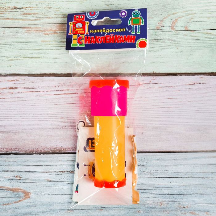 Калейдоскоп пластиковый с наклейками "Робот", 10 см