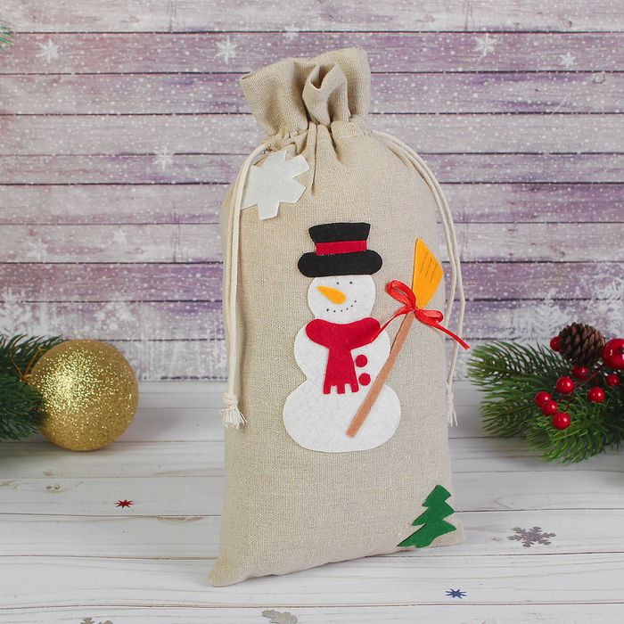 Мешок для подарков "Новый год" с завязками, виды МИКС