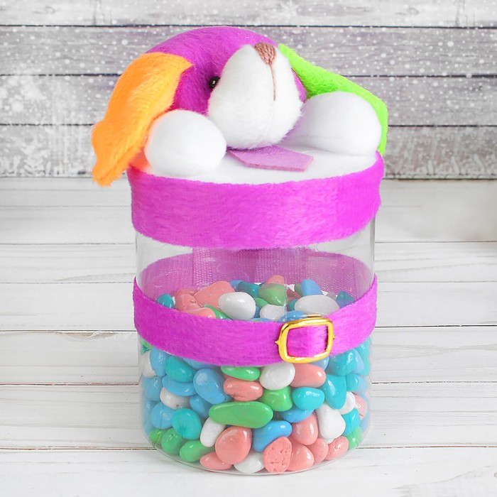 Конфетница "Пёсик" в галстуке с ремешком, 120 г, цвета МИКС