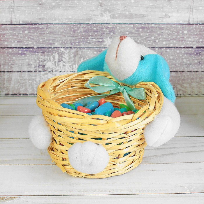 Конфетница "Собачка с бантиком" с корзинкой, цвета МИКС