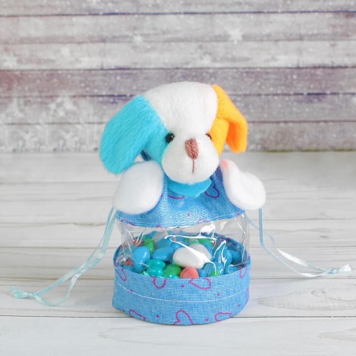 Конфетница "Собака" в галстуке с завязками, 150 г, цвета МИКС