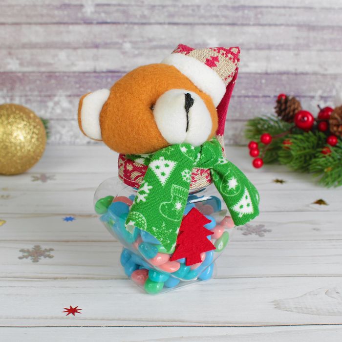 Конфетница "Новый год" в шапочке и шарфе, вместимость 80 грамм, цвета МИКС