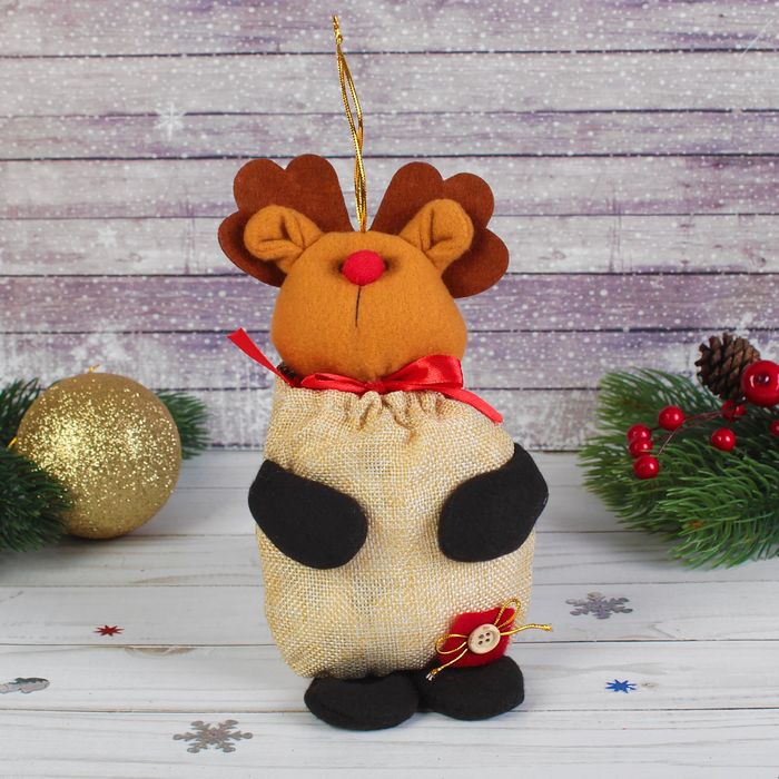 Мешок для подарков "Новый год" с пуговкой, вместимость 250 г, виды МИКС