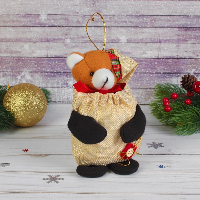 Мешок для подарков "Новый год" с пуговкой, вместимость 250 г, виды МИКС