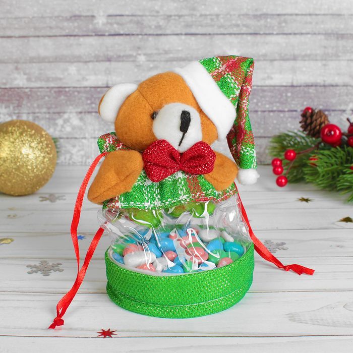 Подарочная упаковка "Новый год" в клетку, виды МИКС