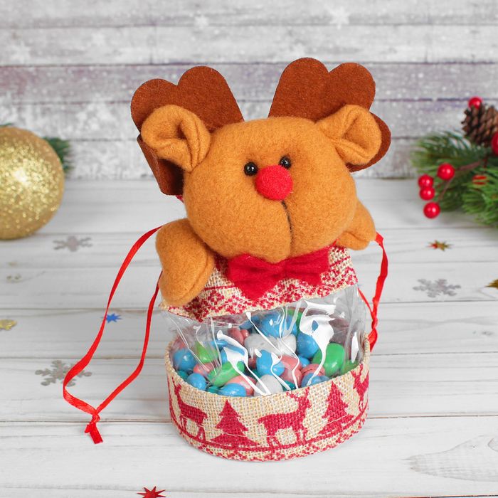 Подарочная упаковка "Новый год" с арнаментом, вместимость 200 гр., виды МИКС