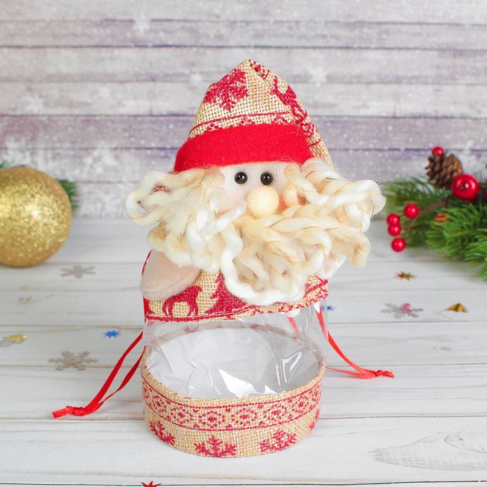 Подарочная упаковка "Новый год" с арнаментом, вместимость 200 гр., виды МИКС