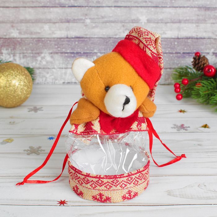 Подарочная упаковка "Новый год" с арнаментом, вместимость 200 гр., виды МИКС