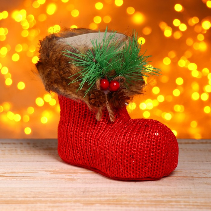 Подарочная упаковка "Сапожок" елочная веточка