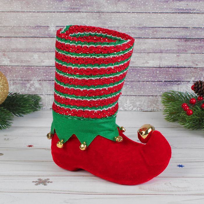 Подарочная упаковка "Сапожок" полосаый с бубенцами