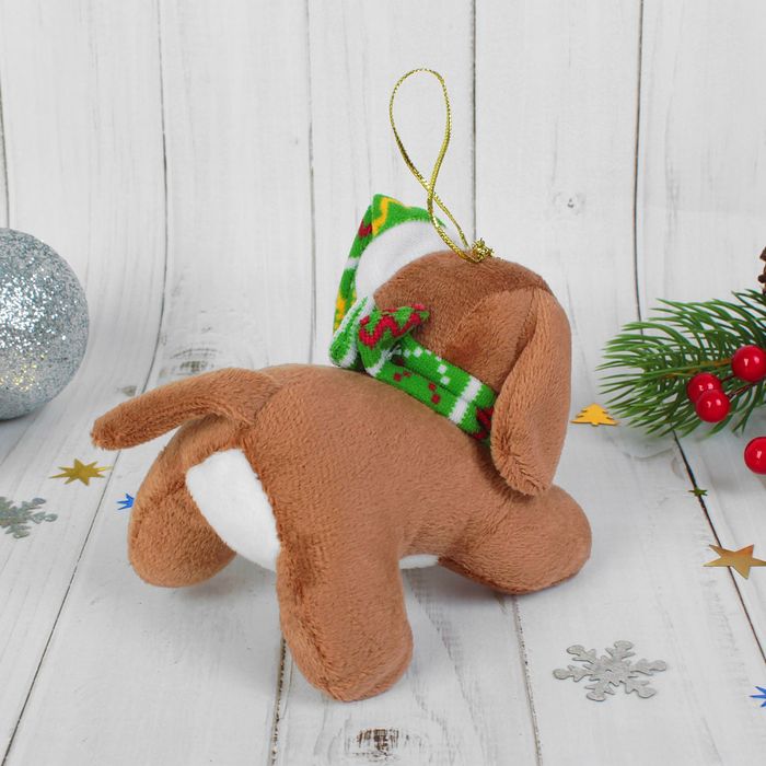 Мягка игрушка-подвеска "Пёсик", колпак на боку, цвета МИКС