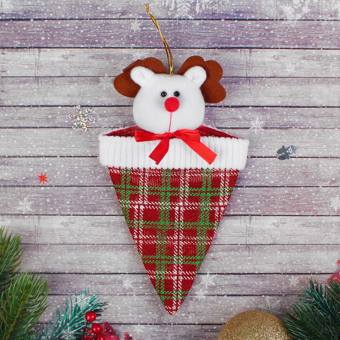 Конфетница "Новый год" в клетку, виды МИКС