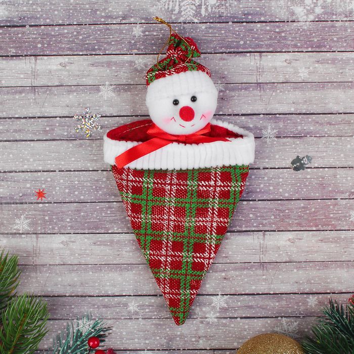 Конфетница "Новый год" в клетку, виды МИКС