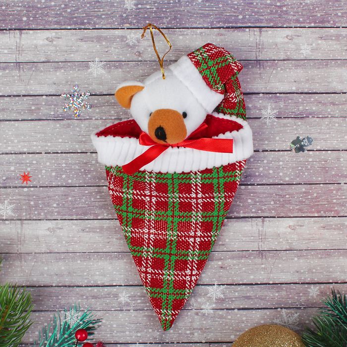 Конфетница "Новый год" в клетку, виды МИКС