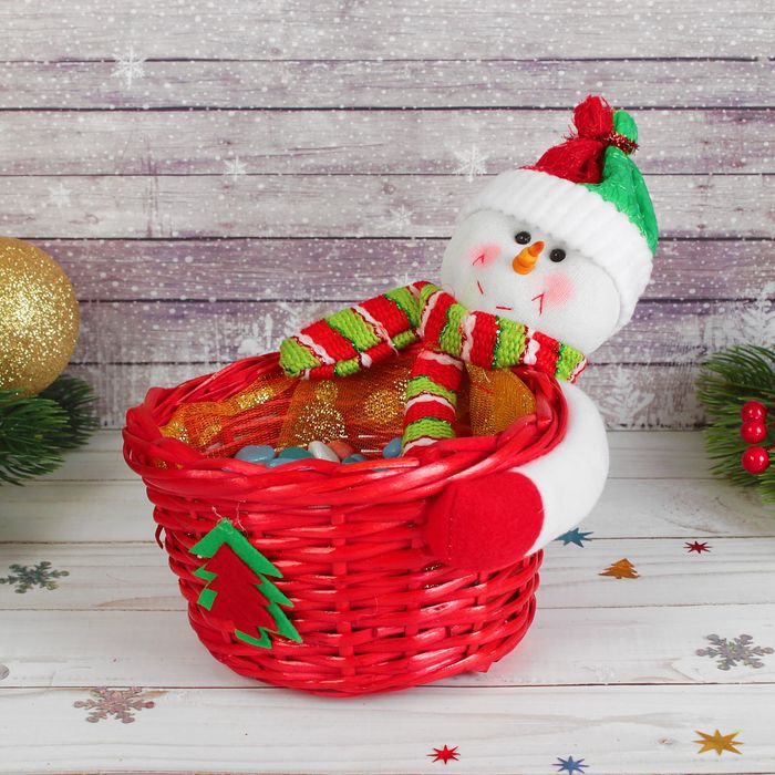 Конфетница "Снеговик" в шарфике