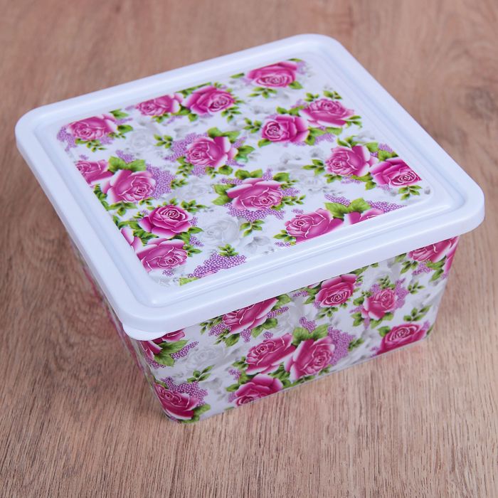 Ланч-бокс "Бутоны" квадратный 0,8 л 18х9 см, цвета МИКС