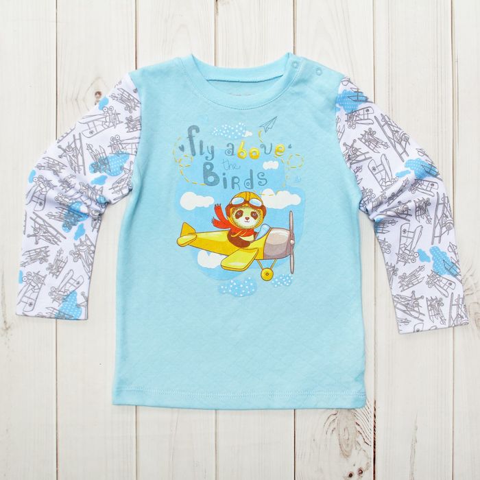 Джемпер (футболка) для мальчика, рост 74 см, цвет голубой