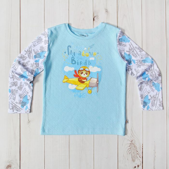 Кофточка (футболка) для мальчика, рост 98 см, цвет голубой