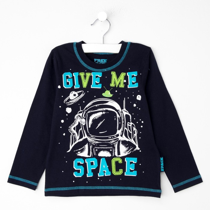 Джемпер (футболка) для мальчика, рост 98 см, цвет синий/серый меланж