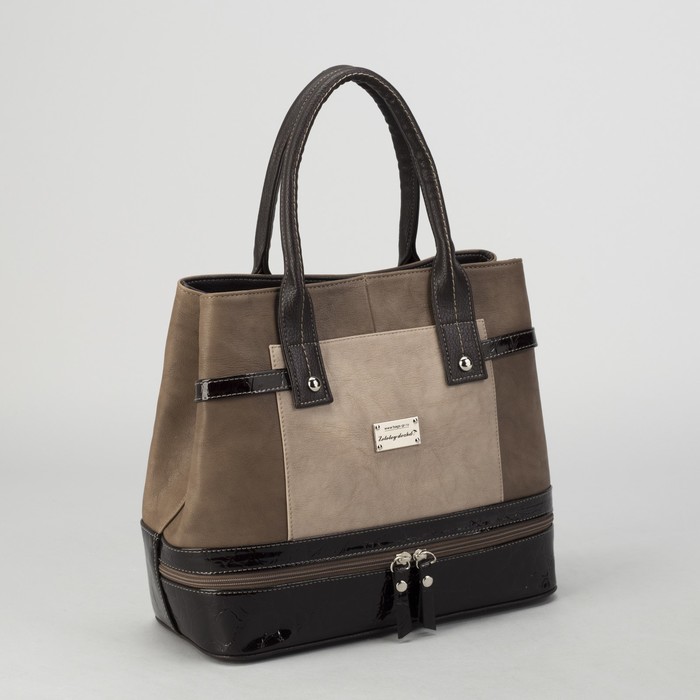 Сумка женская, 2 отдела на молниях, наружный карман, цвет коричневый